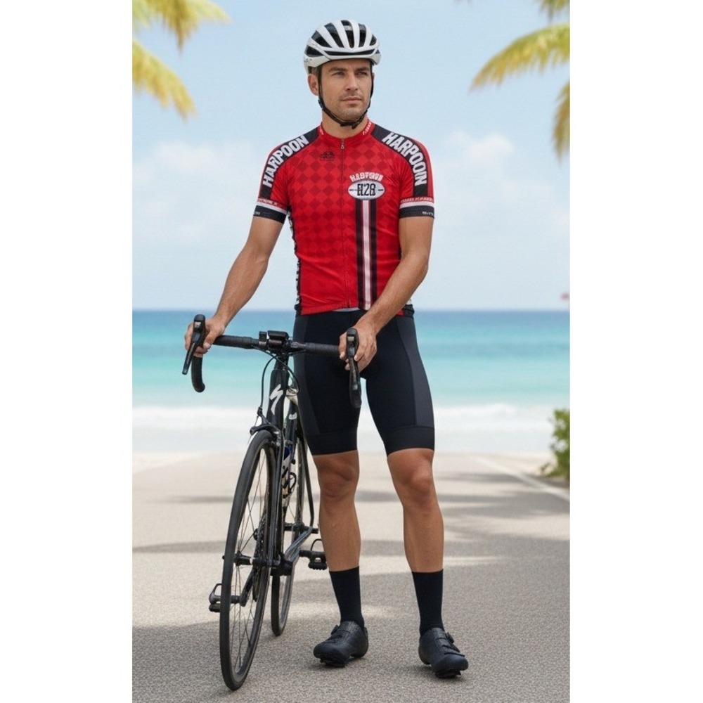 Pactimo Harpoon B2B Cycling Jersey Men's M Biking Red Black Checkered Activewear